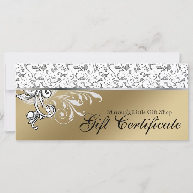 Elegante certificado de regalo navideño floral com (Anverso)