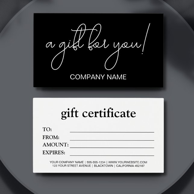 Elegante certificado de regalo para empresas en bl (Subido por el creador)