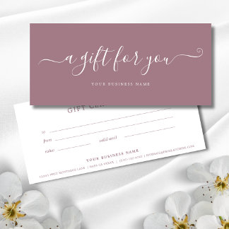 Elegante certificado de regalo para empresas malva
