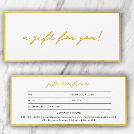 Elegante certificado Minimalista de regalo de oro 