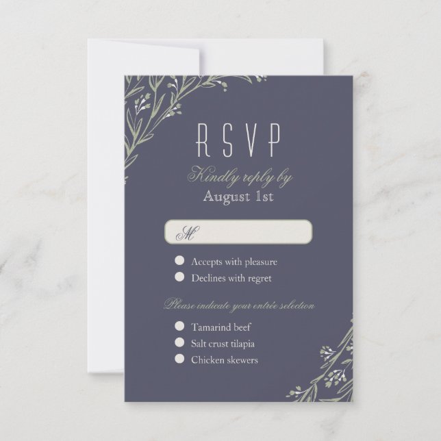 Elegante chalé floral de boda rústica RSVP (Anverso)