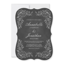 Elegante Chalkboard Filigree Wedding Invitación