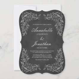 Elegante Chalkboard Filigree Wedding Invitación
