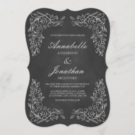 Elegante Chalkboard Filigree Wedding Invitación
