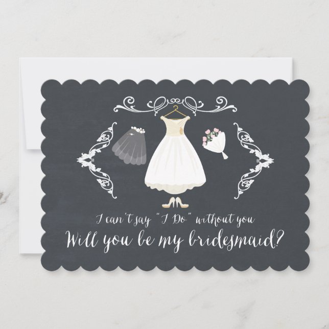 Elegante Chalkboard Serás Mi Tarjeta Para La Novia (Anverso)
