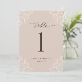 Elegante Champagne Tan 5 x 7 Bodas números de mesa