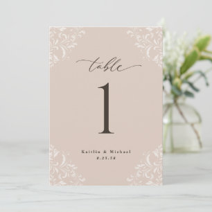 Elegante Champagne Tan 5 x 7 Bodas números de mesa