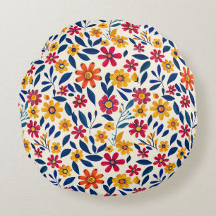 Elegante Charla Floral Almohada redonda