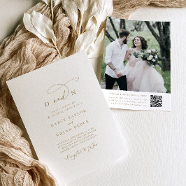 Elegante Charm Foto Invitaciones a la Boda de Oro 