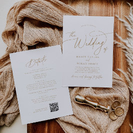 Elegante Charm Gold Wedding Invitaciones con RSVP