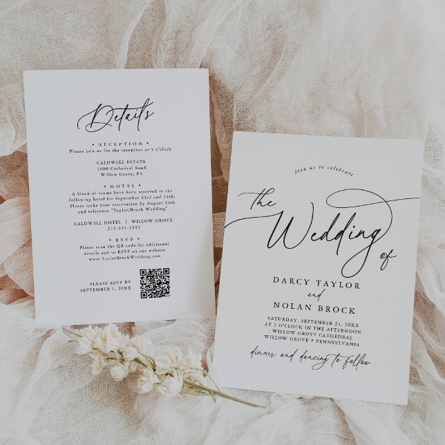 Elegante Charm Invitaciones simples de matrimonio  (Elegant Charm Simple Wedding Invitations with RSVP)