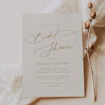 Elegante Charm Ivory Gold Bridal Shower Invitacion<br><div class="desc">Estas elegantes invitaciones a la ducha de novia dorada de marfil son perfectas para una simple ducha de boda. El moderno diseño minimalista presenta una caligrafía romántica de oro y crema vintage intemporal con un estilo bohemio de cuento de hadas.</div>