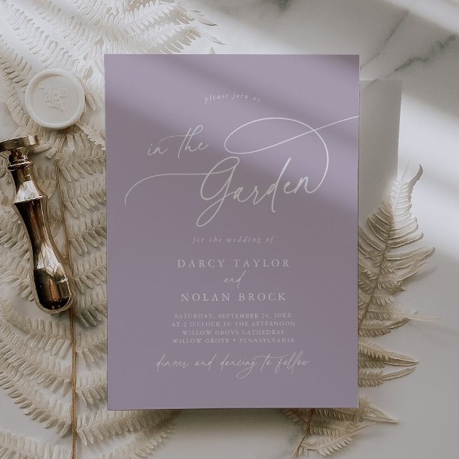 Elegante Charm Purple Garden Invitaciones a la Bod (Elegant Charm Purple Garden Wedding Invitations)