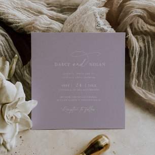 Elegante Charm Square Purple Wedding Invitaciones