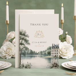 Elegante Château Francés Agradecimiento de Boda Mo