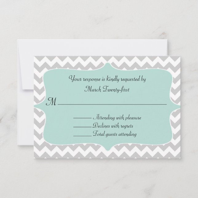 Elegante Chevron Custom Wedding RSVP Card (Anverso)