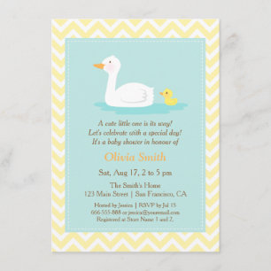 Elegante Chevron Cute Duck Invitaciones A Ducha Be