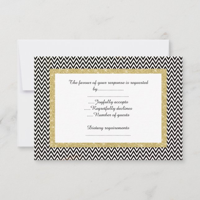 ELEGANTE CHEVRON DE ORO BLANCO NEGRO RSVP (Anverso)