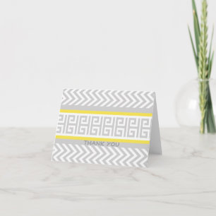 Elegante Chevron gris y amarillo gracias notas