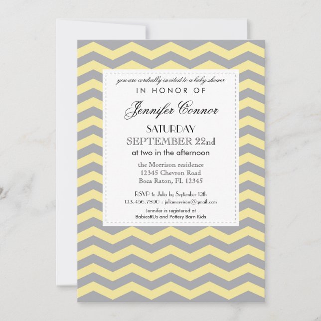 Elegante Chevron Unisex Baby Shower Invitación (Anverso)