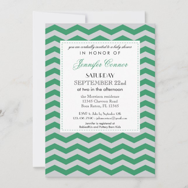 Elegante Chevron Unisex Baby Shower Invitación (Anverso)