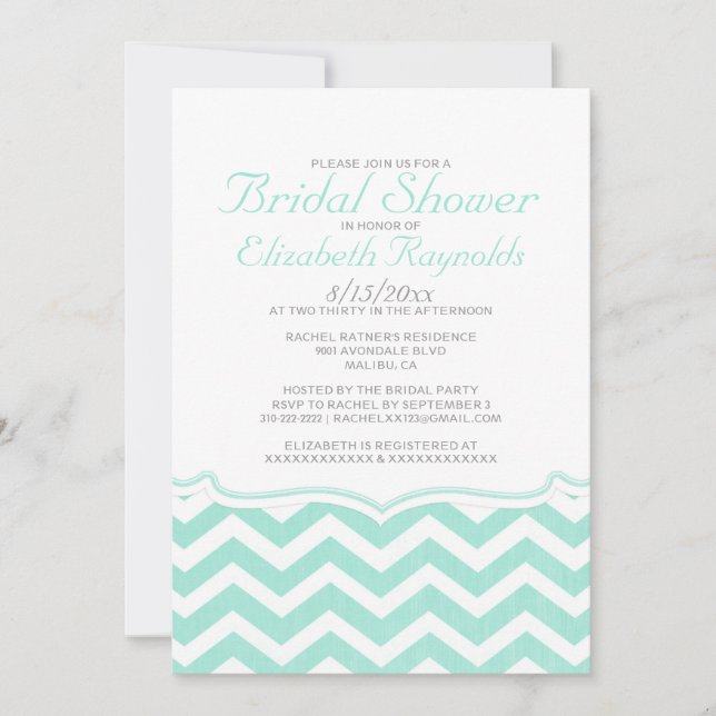 Elegante Chevron Zigzag Bridal Shower Invitaciones (Anverso)