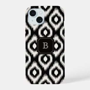 Elegante Chic Ikat de Monograma de Diamante Marfil