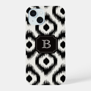 Elegante Chic Ikat de Monograma de Diamante Marfil