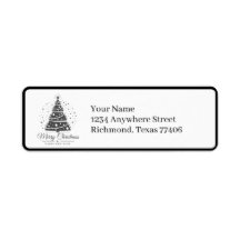 Elegante Chic Navidad Blanco Negro Etiqueta Devolu