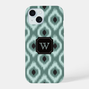 Elegante Chic Negro Menta Diamante Ikat Monograma
