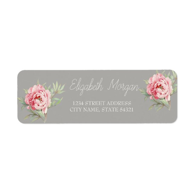 Elegante Chic Romántico  Rosas  Etiqueta de Direcc (Frente)