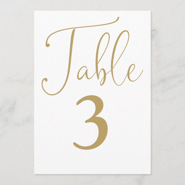 Elegante Chic Simple Número de Mesa Grande de Oro (Anverso)