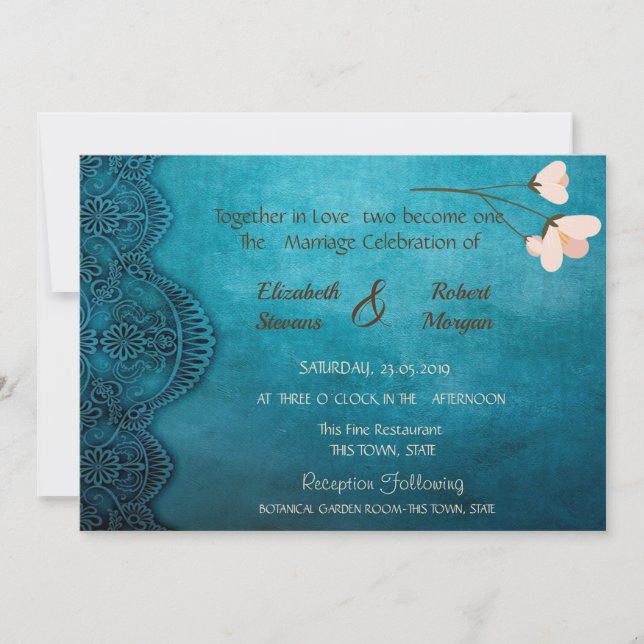 Elegante Chic Vintage Invitación de Boda (Anverso)