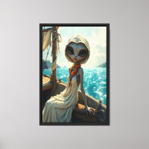 Elegante Chica alienígena en arte de canvas en bot