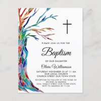 Elegante Chica Baptism Invitación a la cristiandad