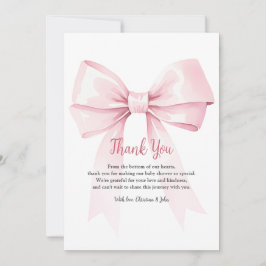 Elegante Chica de Bow Rosa Baby Shower Tarjeta de