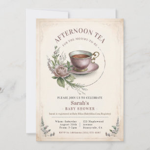 Elegante Chica de Invitación al Té de la Tarde en