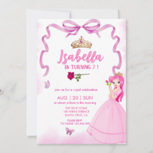 Elegante Chica de la princesa invitación de cumple