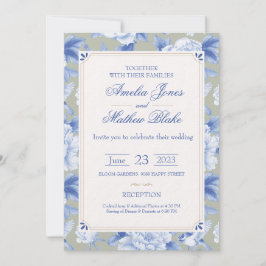 Elegante Chinoiserie Delft Invitación a la Boda Az