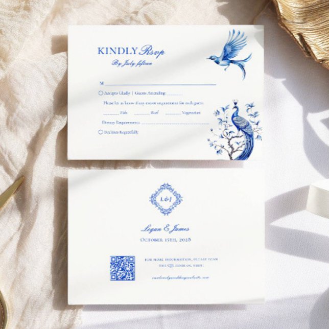 Elegante Chinoiserie Elección de comida Boda RSVP (Subido por el creador)