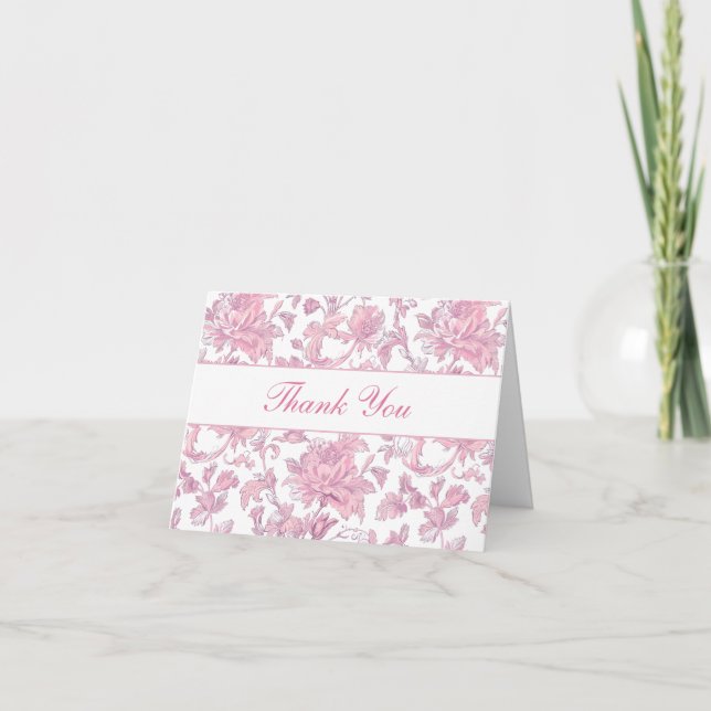 Elegante Chinoiserie Rosa Agradecimiento  (Anverso)