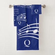 Elegante Christian Blue Music Notes Monograma