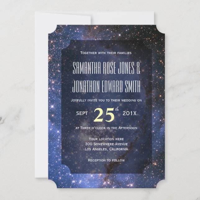 Elegante Cielo Nocturno / Invitación de Boda Tema  (Anverso)