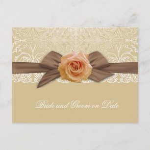 Elegante Cinta Rosa Dámpara dorada Guardar tarjeta