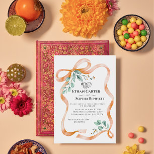 Elegante Cinta y Invitación a la Boda Verde
