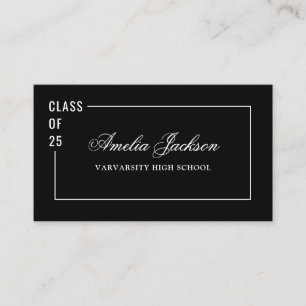 Elegante Clase Blanca Negra De 25 Tarjeta De Nombr