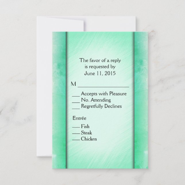 Elegante Clase Verde RSVP con Menú (Anverso)