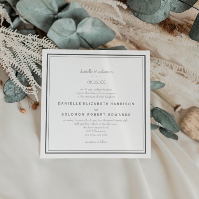 Elegante clásica invitación a la boda de la fronte (Subido por el creador)