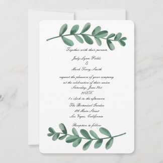 Elegante Clásico Acuarela Verde Salto Invitación