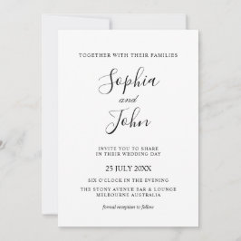 Elegante clásico de la invitación a la boda blanca